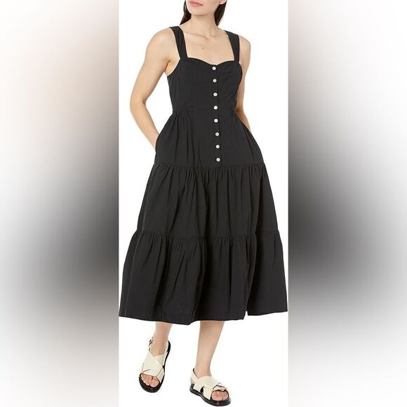 Madewell Suzette Seamed Bodice Tiered Midi Dress - Picture 1 of 6